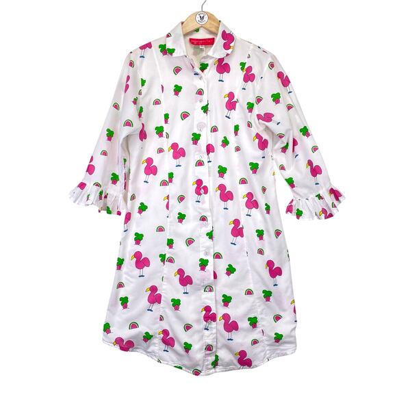 Mary Marshmallow White and Pink Notched Collar Mini Dress - Picture 1 of 9